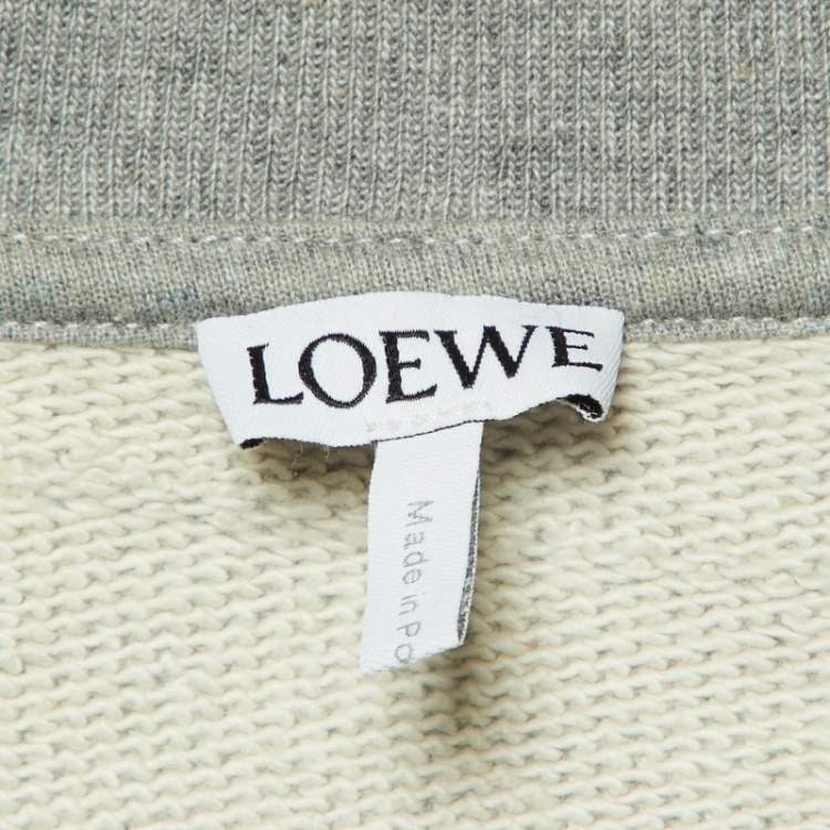 Pre Owned Loewe Grey Anagram Embroidery Cotton Crew Neck Sweatshirt M