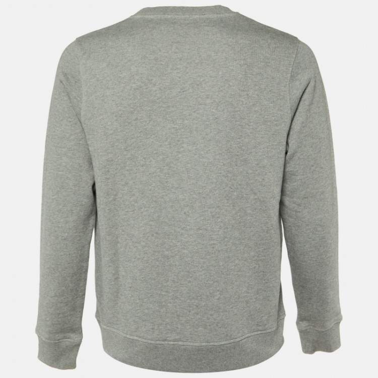 Pre Owned Loewe Grey Anagram Embroidery Cotton Crew Neck Sweatshirt M