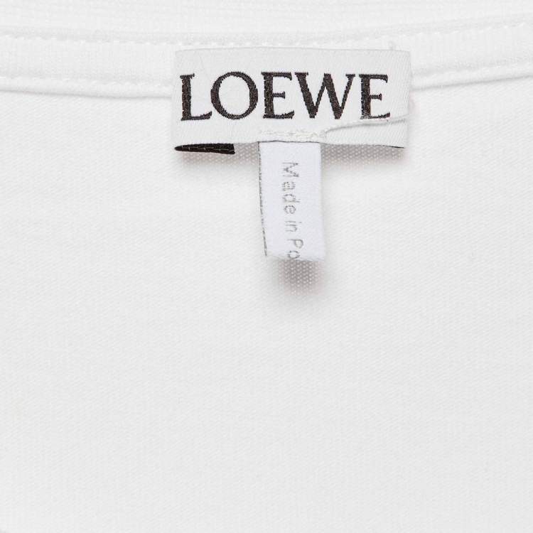 Pre Owned Loewe White Anagram Embroidery Cotton Crew Neck T-Shirt XL