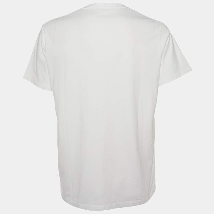 Pre Owned Loewe White Anagram Embroidery Cotton Crew Neck T-Shirt XL