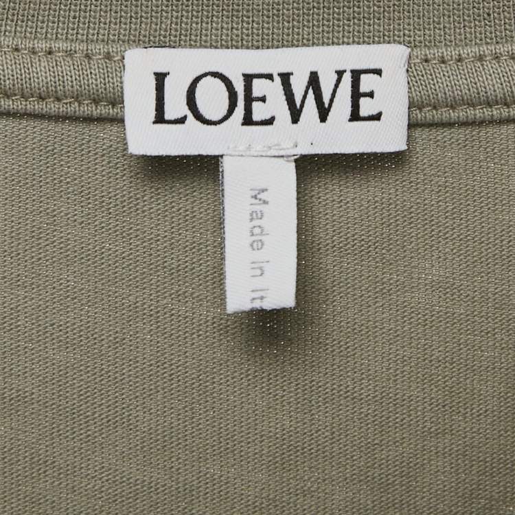 Pre Owned Loewe Grey Anagram Embroidered Jersey Crew Neck T-Shirt M