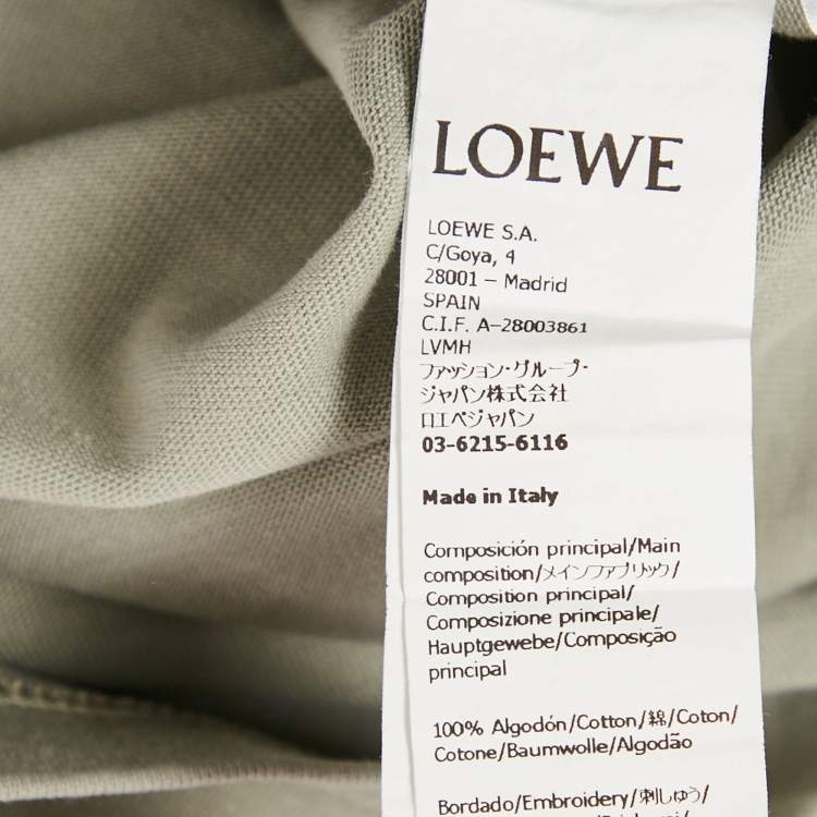 Pre Owned Loewe Grey Anagram Embroidered Jersey Crew Neck T-Shirt M