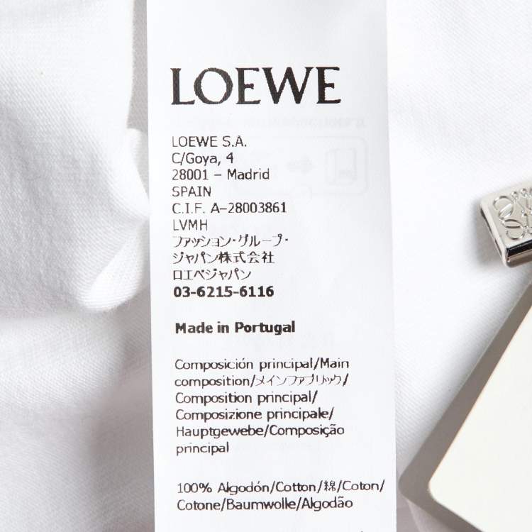 Pre Owned Loewe White Logo Embroidered Cotton T-Shirt L