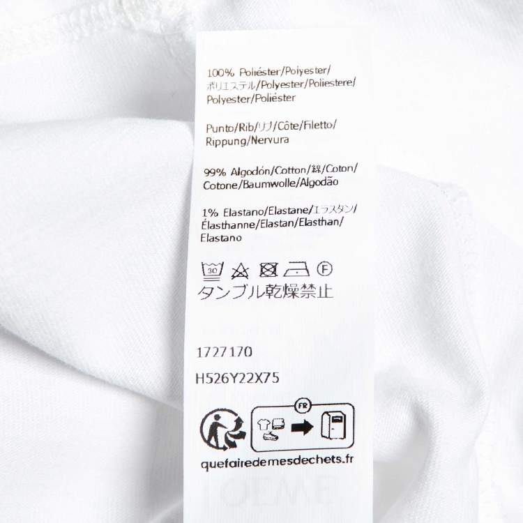 Pre Owned Loewe White Logo Embroidered Cotton T-Shirt L