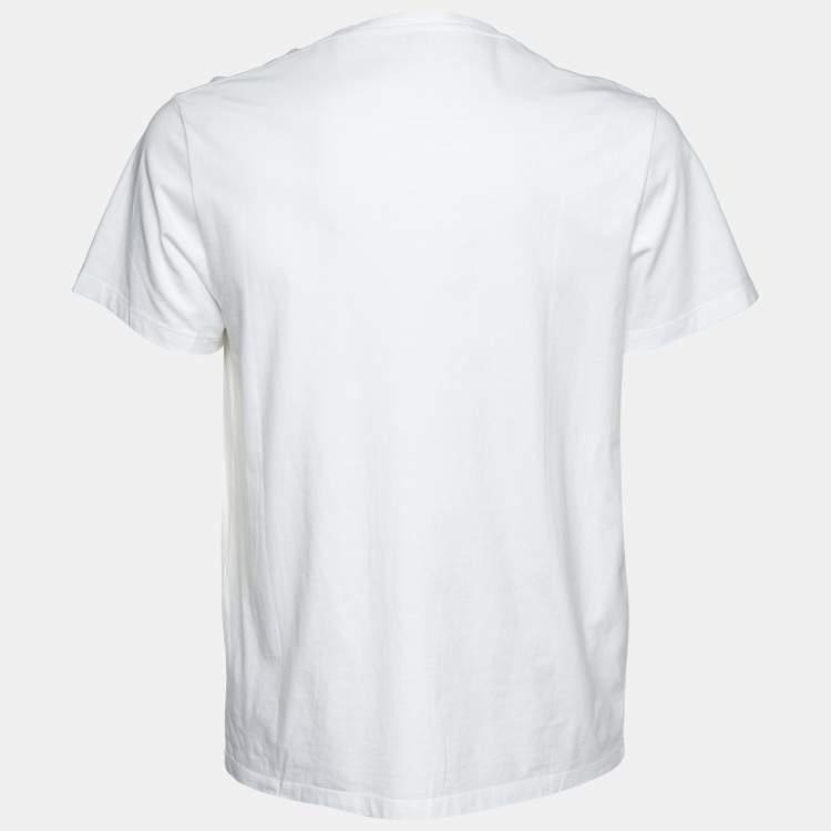 Pre Owned Loewe White Logo Embroidered Cotton T-Shirt L