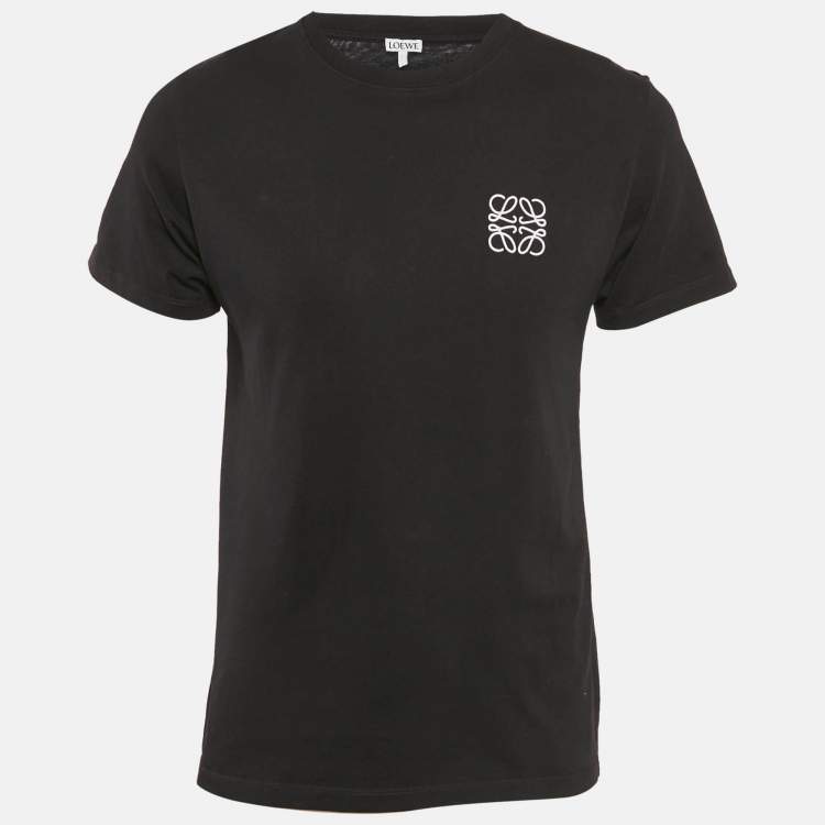 Pre Owned Loewe Black Anagram Embroidered Cotton Crew Neck T-Shirt S