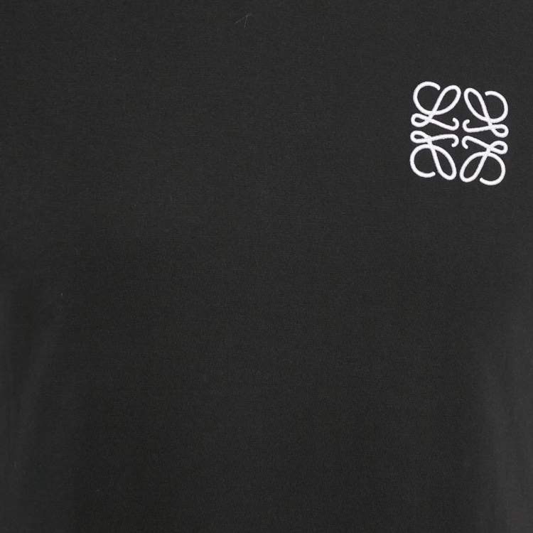 Pre Owned Loewe Black Anagram Embroidered Cotton Crew Neck T-Shirt S