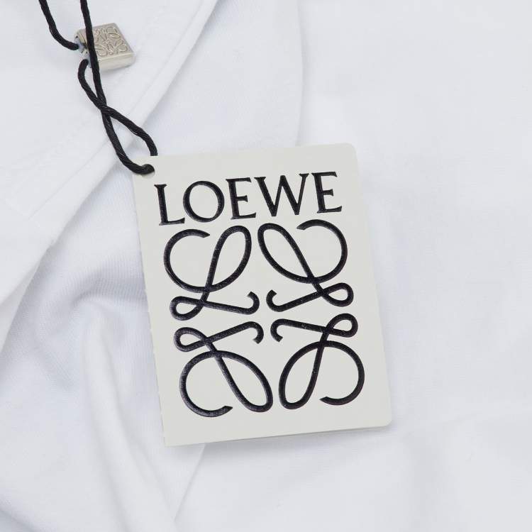 Pre Owned Loewe White Glitch Anagram Cotton Crew Neck T-Shirt XXL