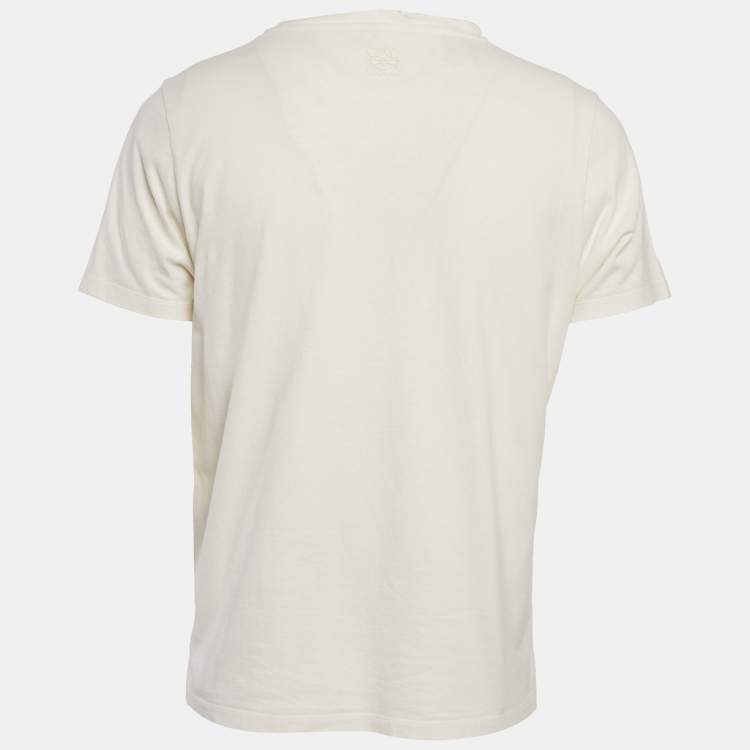 Pre Owned Loewe White Printed Cotton Knit Crew Neck T-Shirt XL
