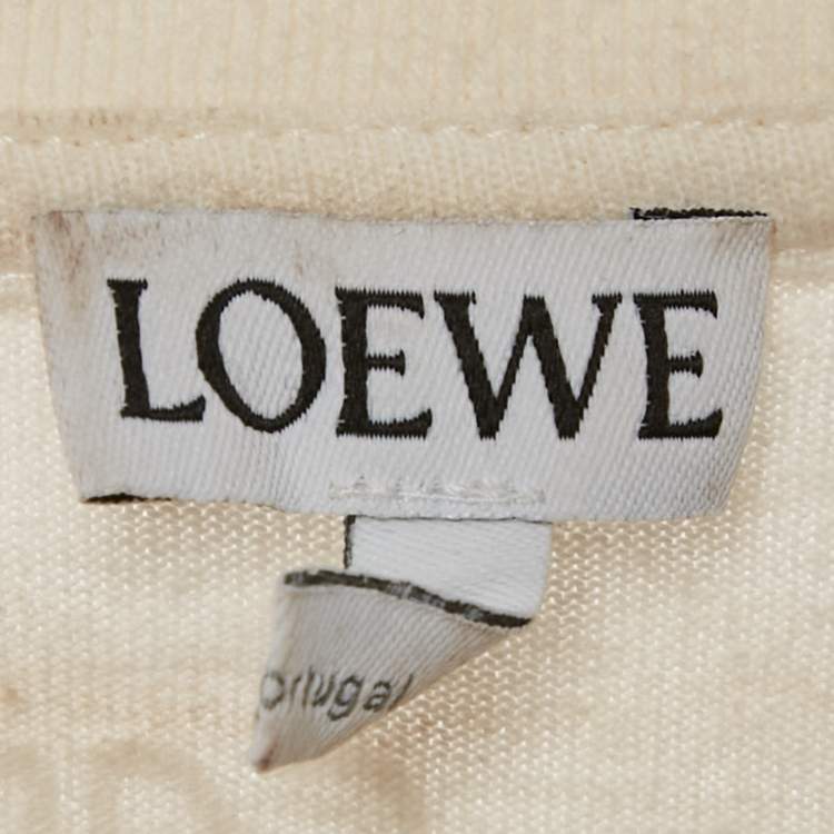 Pre Owned Loewe White Printed Cotton Knit Crew Neck T-Shirt XL