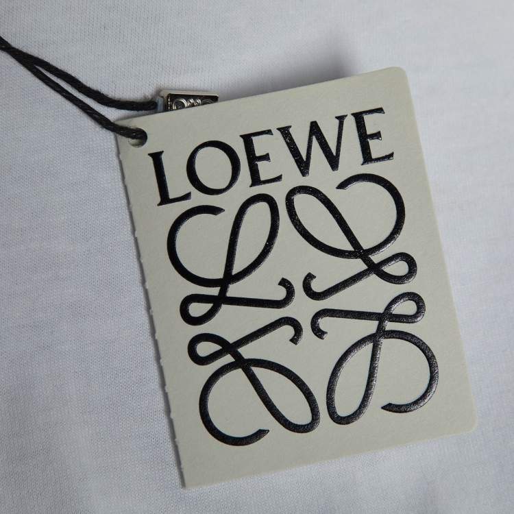 Pre Owned Loewe White Glitch Anagram Cotton Crew Neck T-Shirt L