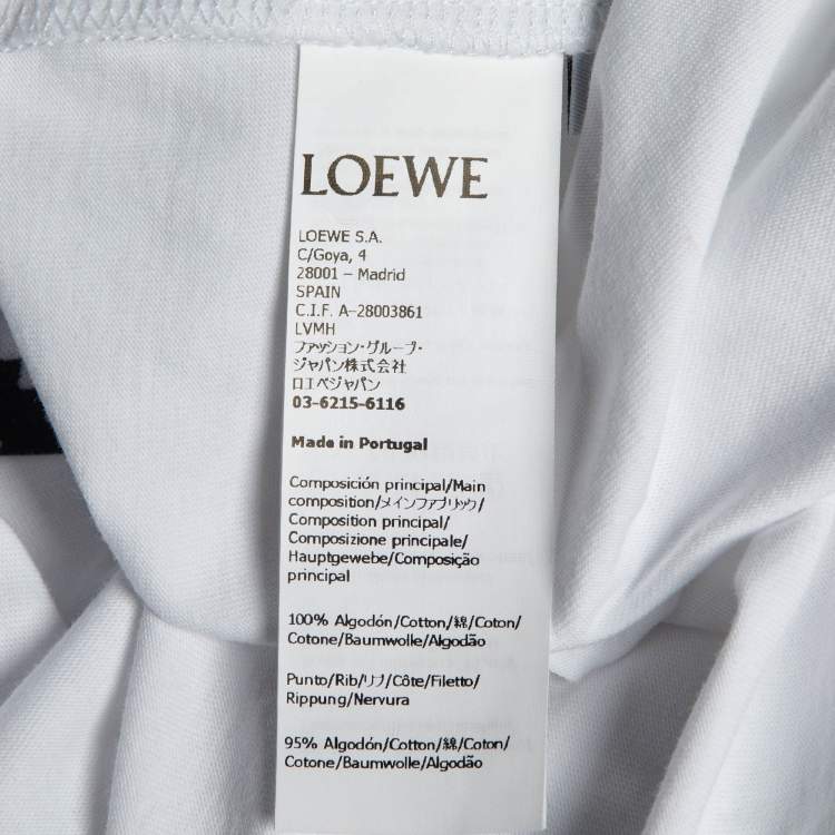 Pre Owned Loewe White Glitch Anagram Cotton Crew Neck T-Shirt L