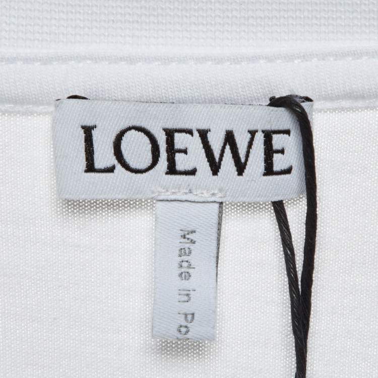 Pre Owned Loewe White Glitch Anagram Cotton Crew Neck T-Shirt L