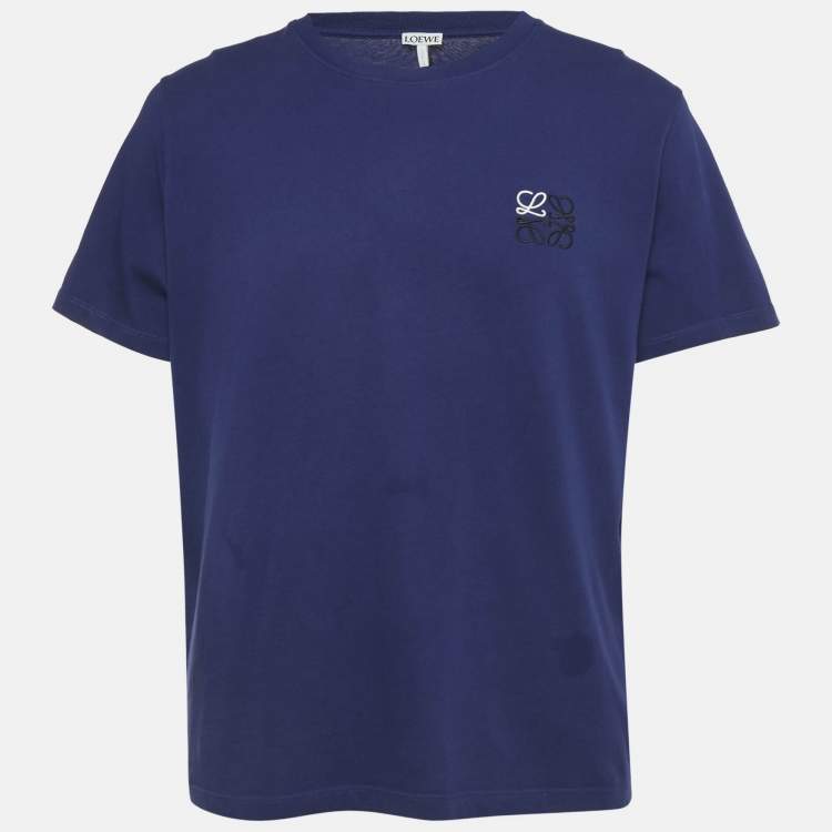Pre Owned Loewe Blue Anagram Embroidery Jersey T-Shirt M