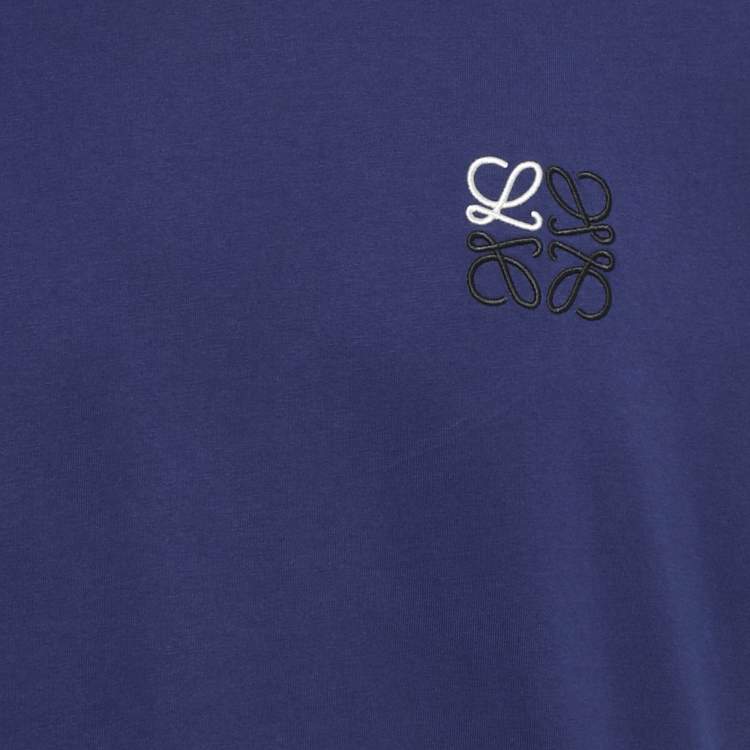 Pre Owned Loewe Blue Anagram Embroidery Jersey T-Shirt M