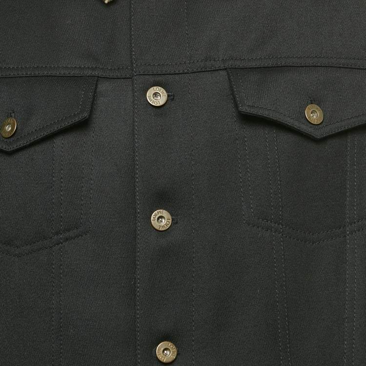 Pre Owned Loewe Black Wool Button Front Jacket L