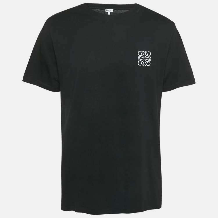 Pre Owned Loewe Black Anagram Embroidery Cotton Crew Neck T-Shirt XL