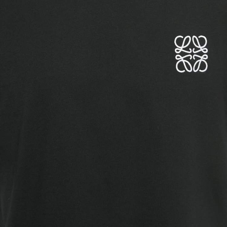 Pre Owned Loewe Black Anagram Embroidery Cotton Crew Neck T-Shirt XL
