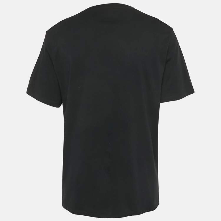 Pre Owned Loewe Black Anagram Embroidery Cotton Crew Neck T-Shirt XL