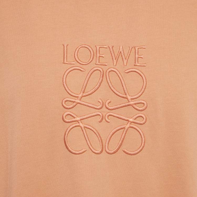 Pre Owned Loewe Pink Anagram Embroidered Cotton T-Shirt L 