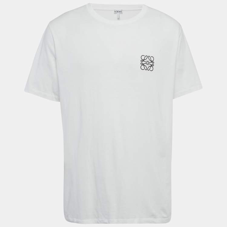 Pre Owned Loewe White Anagram Embroidery Cotton T-Shirt 3XL