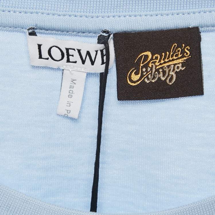 Pre Owned  Loewe X Paula's Ibiza Light Blue Cotton Anagram Applique Relaxed Fit T-Shirt L