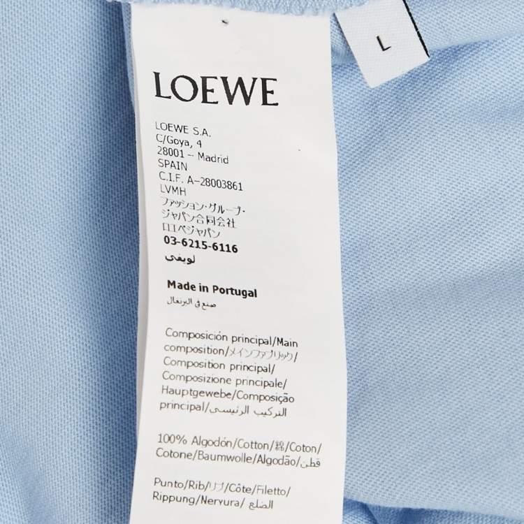 Pre Owned  Loewe X Paula's Ibiza Light Blue Cotton Anagram Applique Relaxed Fit T-Shirt L