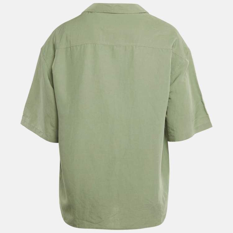 Pre Owned Loewe X Paula's Ibiza Mint Green Logo Embroidered Linen Blend Shirt L