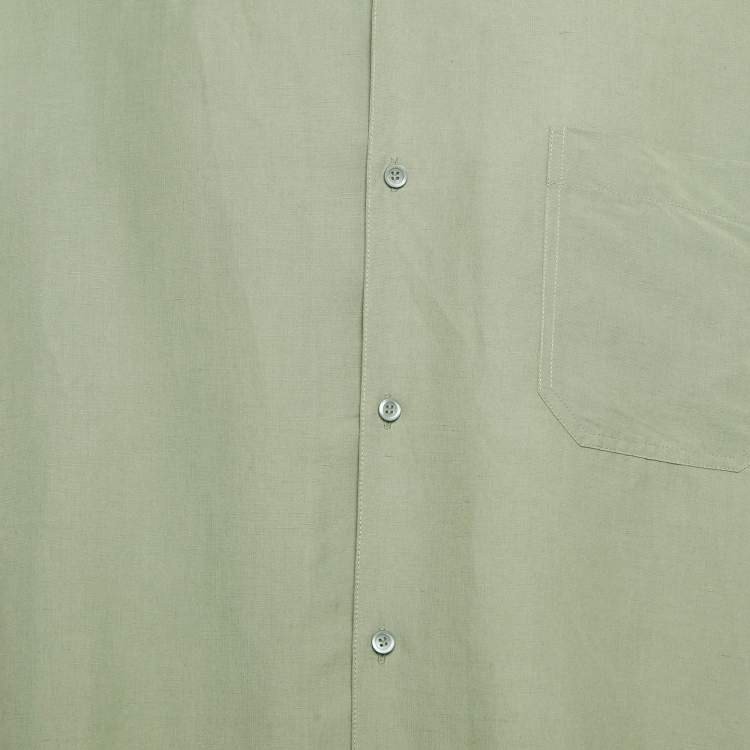 Pre Owned Loewe X Paula's Ibiza Mint Green Logo Embroidered Linen Blend Shirt L