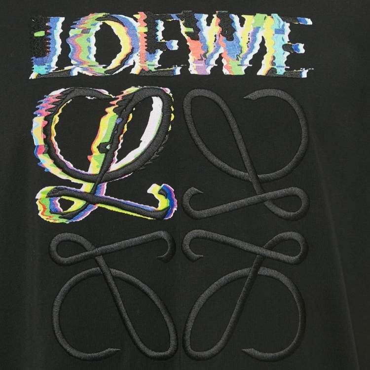 Pre Owned Loewe Black Anagram Embroidered Jersey T-Shirt XL