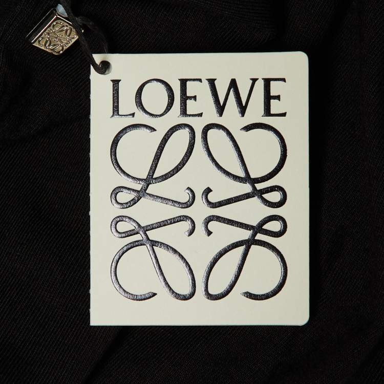Pre Owned Loewe Black Anagram Embroidered Cotton T-Shirt L