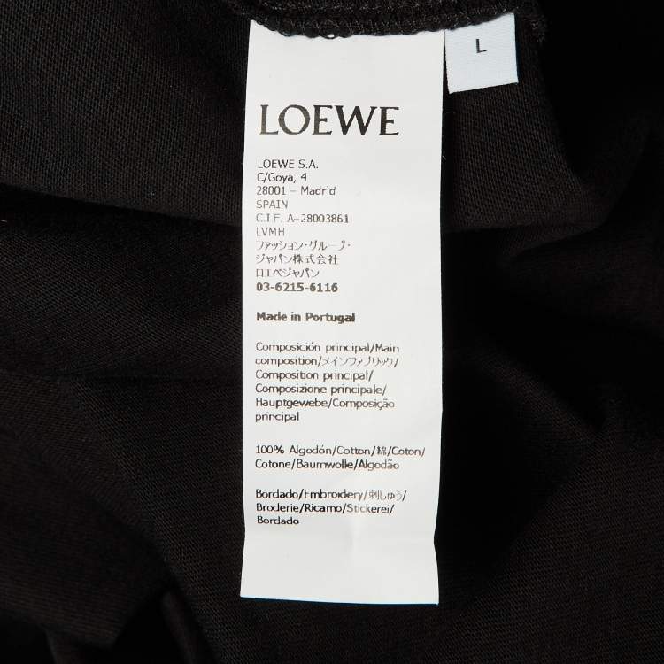 Pre Owned Loewe Black Anagram Embroidered Cotton T-Shirt L