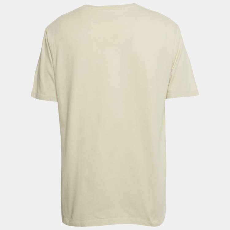 Pre Owned Loewe Beige Logo Embroidered Cotton T-Shirt L