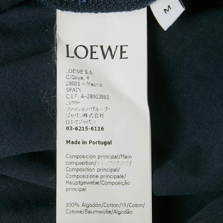 Pre Owned Loewe Blue Logo Embroidered Jersey Crew Neck T-Shirt M