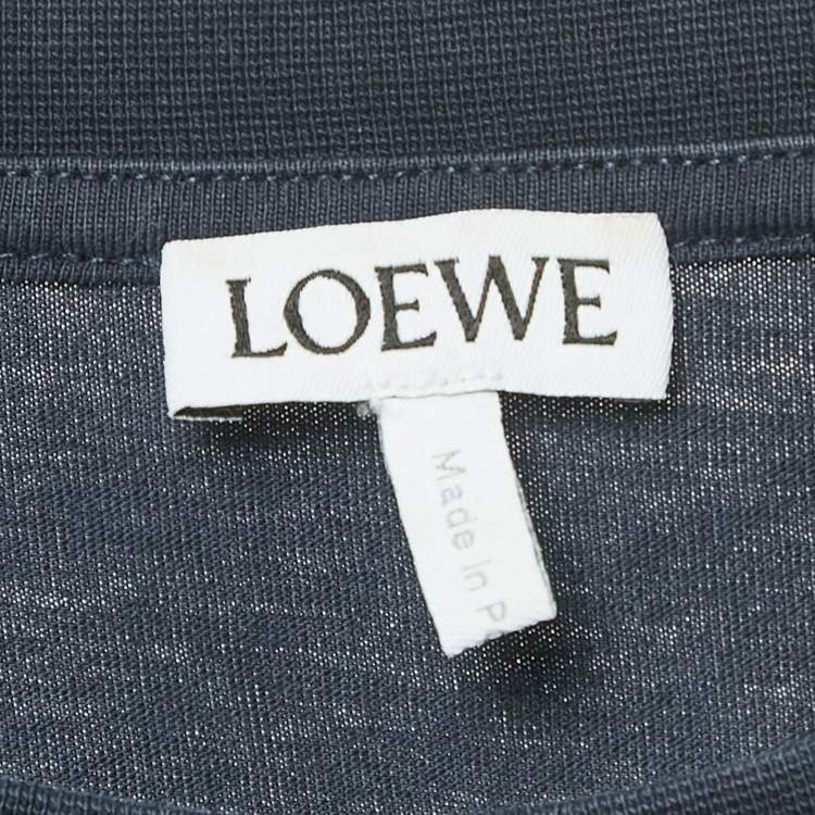 Pre Owned Loewe Blue Logo Embroidered Jersey Crew Neck T-Shirt M