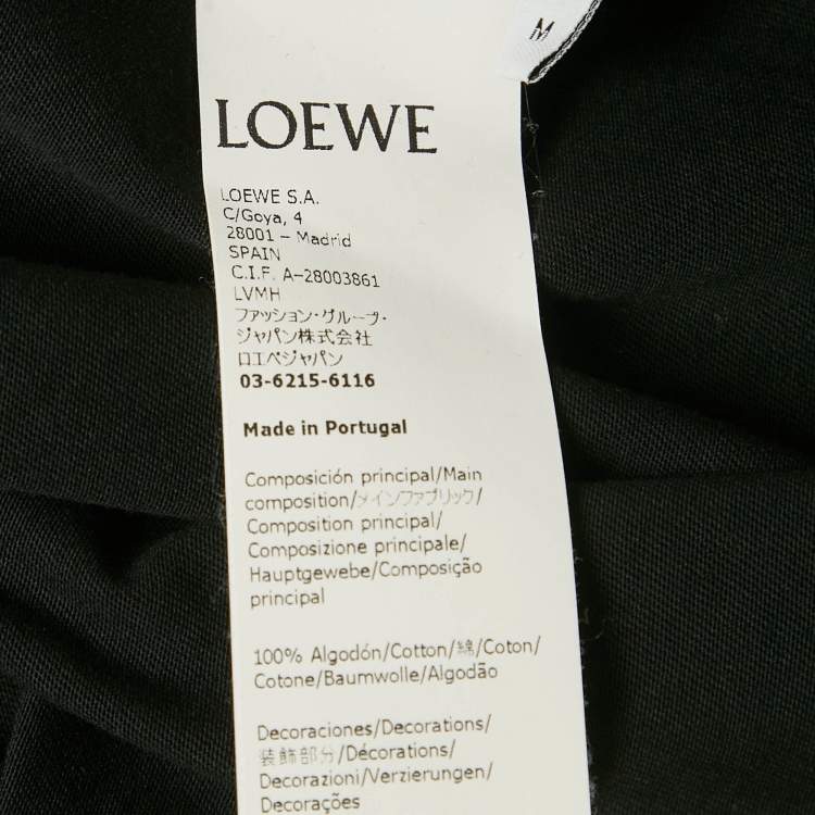 Pre Owned Loewe Black Bird and Anagram Embroidered Jersey T-Shirt M