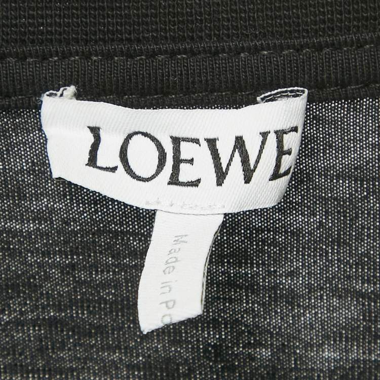 Pre Owned Loewe Black Bird and Anagram Embroidered Jersey T-Shirt M