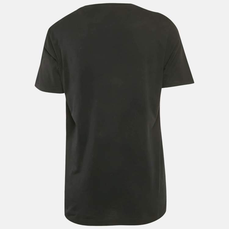 Pre Owned Loewe Black Bird and Anagram Embroidered Jersey T-Shirt M