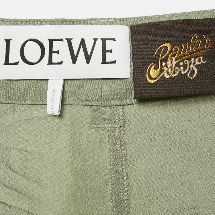 مملوكة مسبقًا Loewe x Paula’s Ibiza Sage Green Crepe Cargo Shorts S