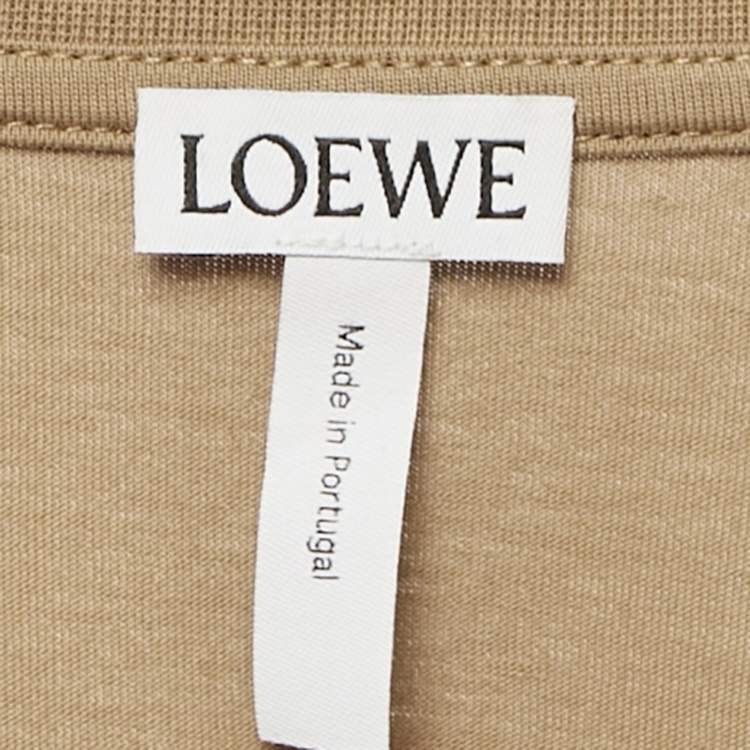 مملوكة مسبقًا Loewe Brown/Blue Anagram Cotton Crew Neck T-Shirt S