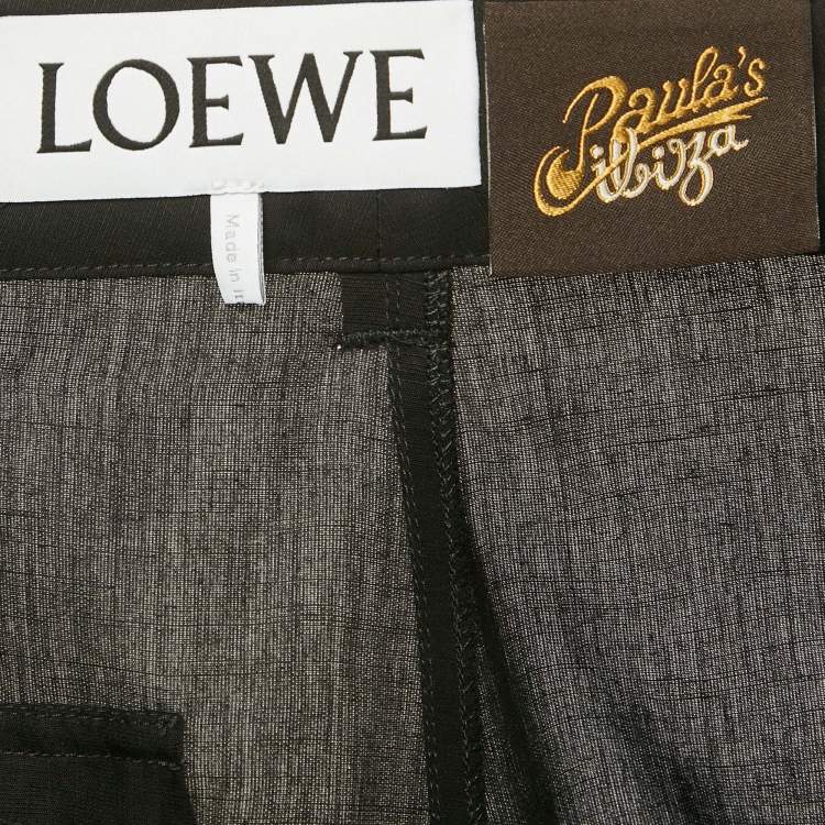Pre Owned Loewe Black x Paula's Ibiza Linen Blend Cargo Shorts S