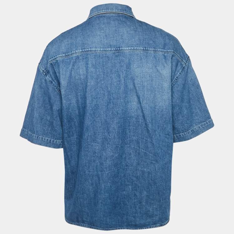 Pre Owned Loewe x Paula's Ibiza Denim Anagram Bowling Shirt S 