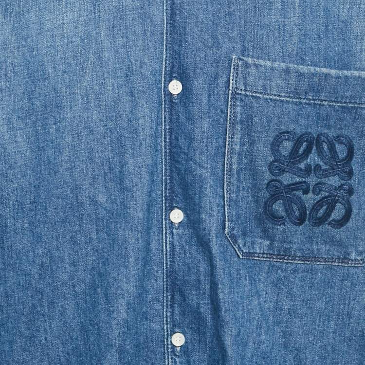 Pre Owned Loewe x Paula's Ibiza Denim Anagram Bowling Shirt S 