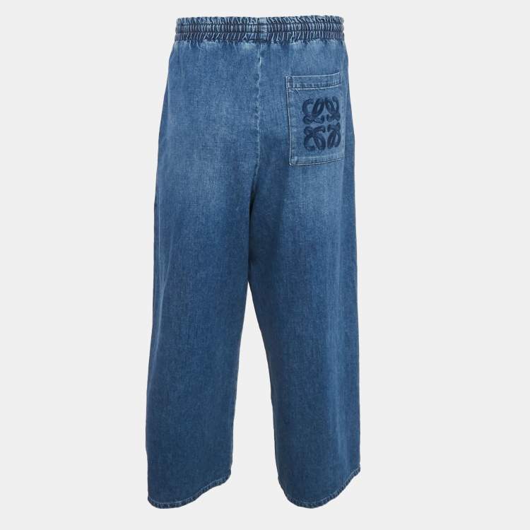 Pre Owned Loewe x Paula's Ibiza Blue Denim Cropped Wide-Leg Pants S