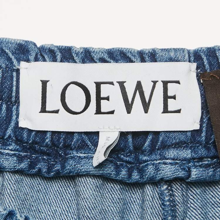 Pre Owned Loewe x Paula's Ibiza Blue Denim Cropped Wide-Leg Pants S