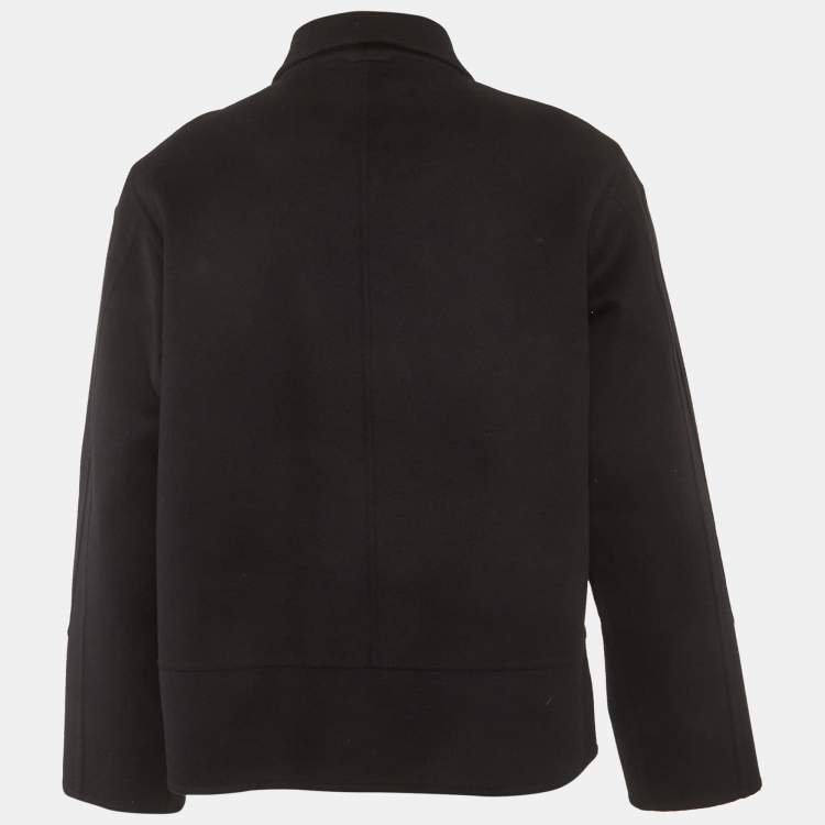 Pre Owned Loewe Black Wool Patch Leather Pocket Detail Jacket XXXS