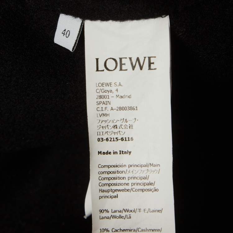 Pre Owned Loewe Black Wool Patch Leather Pocket Detail Jacket XXXS