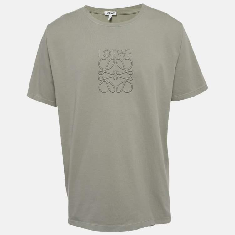 مملوكة مسبقًا Loewe Grey Anagram Embroidered Jersey T-Shirt L