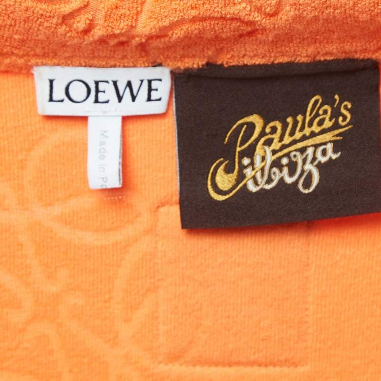 Pre Owned Loewe X Paula Ibiza Orange Anagram Terry Cotton Shirt & Shorts Set M