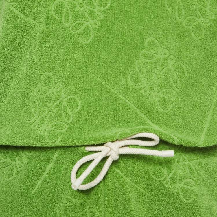 Pre Owned Loewe X Paula Ibiza Green Anagram Terry Cotton Shirt & Shorts Set M